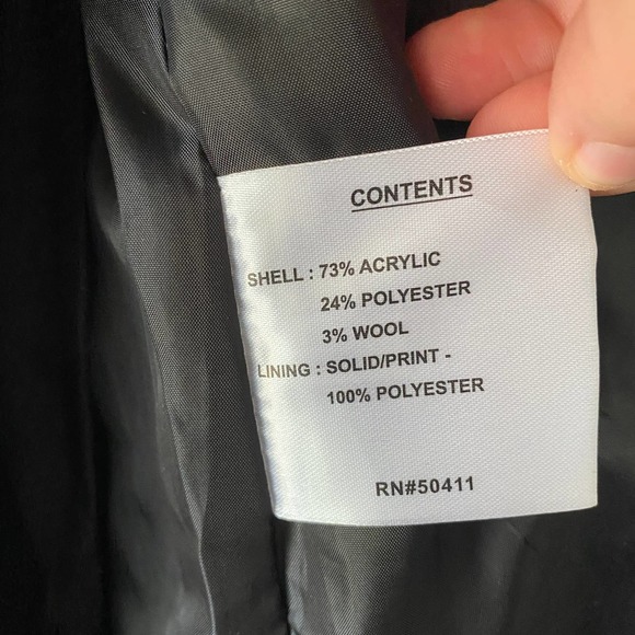 Nine West Women's Wool Blend Full Zip Winter Coat Jacket, Black, Size Small - Picture 7 of 7